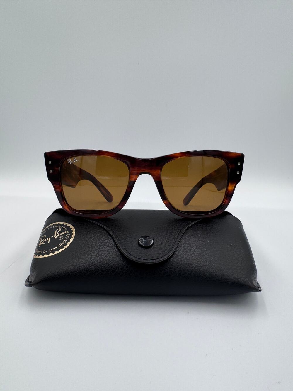 Ray-Ban RB0840S Mega Wayfarer Striped Havana Frame Brown Lens 51mm New